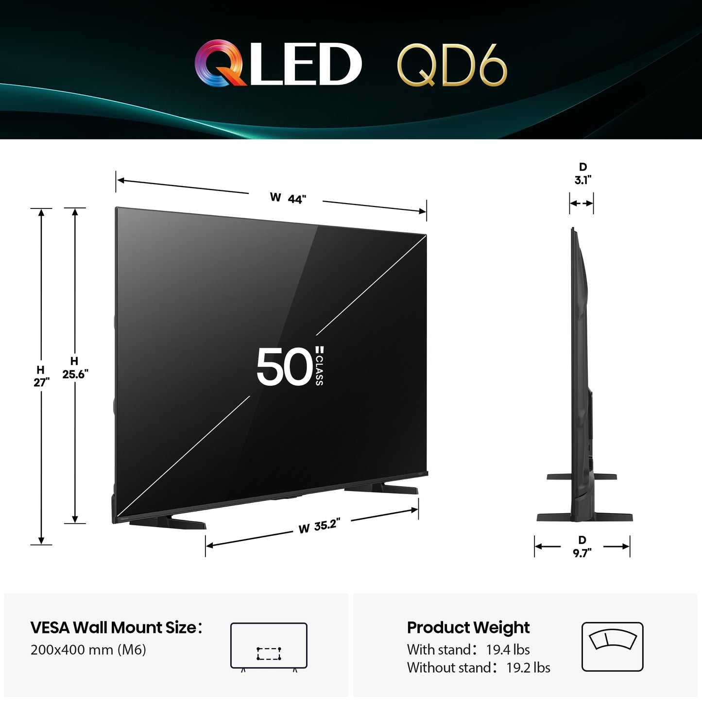 Hisense 55" Class QD6 Series (55QD6QF, 2025 Model) QLED 4K UHD Smart Fire TV, Voice Remote with Alexa, Dolby Vision, Dolby Atmos, Motion Rate 120, HDR 10+, Game Mode Plus, MEMC, VRR, ALLM