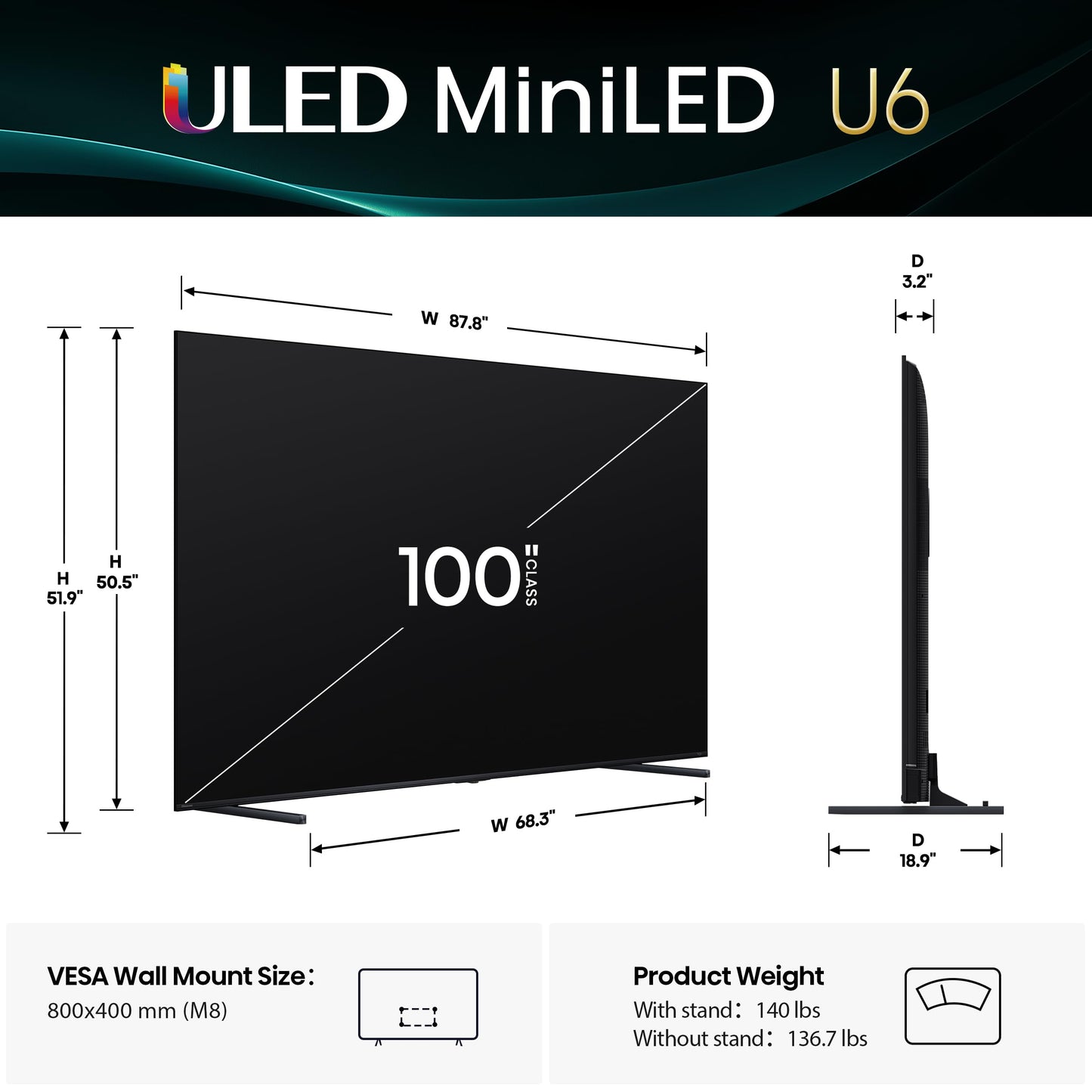 Hisense 65" Class U6 Series Mini-LED 4K UHD Smart Fire TV (65U65QF, 2025 Model) - QLED, Native 144Hz, HDR10+, Dolby Vision IQ, Dolby Atmos, Game Mode Pro, ALLM, Alexa Built in, Black