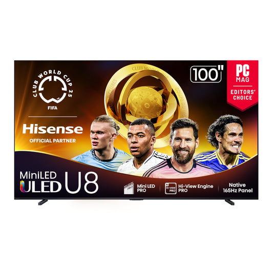 Hisense 55" Class U8 Mini-LED ULED 4K UHD Google Smart TV (55U8QG, 2025 Model) - QLED, Native 165Hz, VRR 288, Up to LD5600, 5000 Nits, HDR10+, Dolby Vision IQ · Atmos, IMAX Enhanced, 4.1.2 Ch Audio